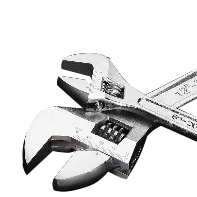 RAYENR Adjustable Wrench Large Openin long Handle Universal Spanner Carbon Steel Mechanical Workshop Hand Repair Tools