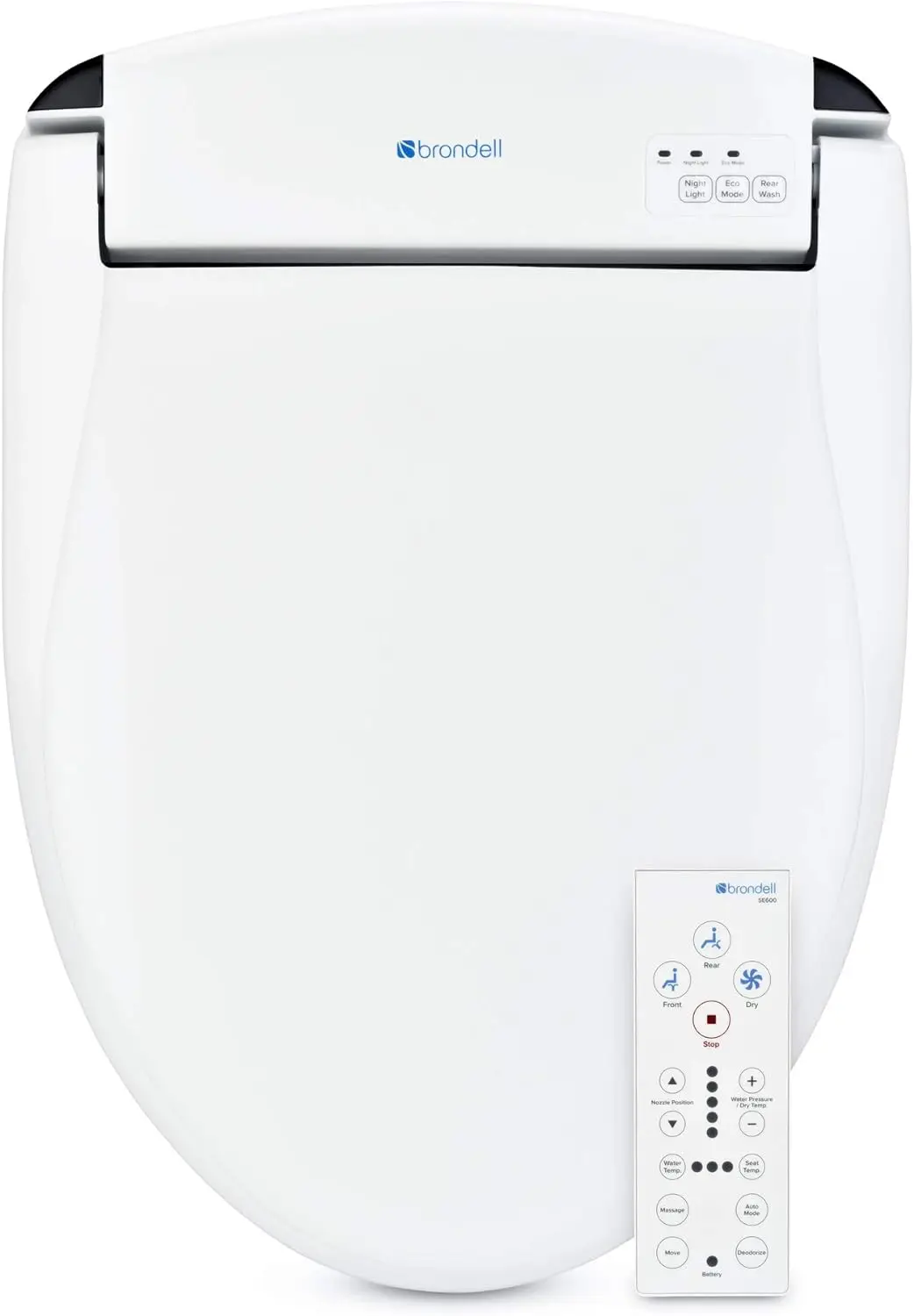 

Brondell Swash SE600 Bidet Toilet Seat, Fits Elongated Toilets, White - Oscillating Stainless-Steel Nozzle, Warm Air Dryer,