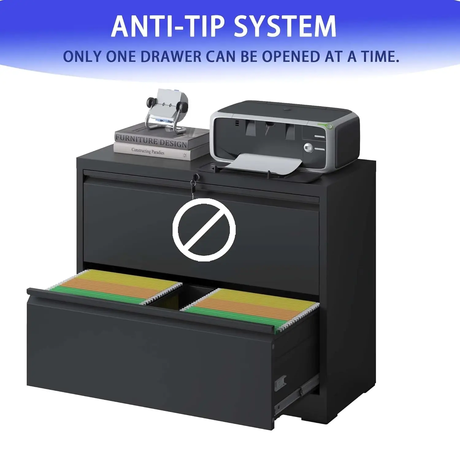#2 Drawer Lateral File Cabinet Lockable Metal for Home Office Legal Letter A4 F4 Size, Customized 4