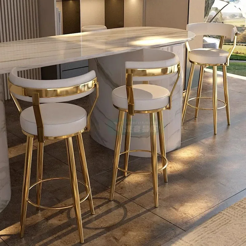 Barstool Vanity เก้าอี้บาร์ห้องครัวหรูหรา Waiting เคาน์เตอร์รอบเก้าอี้บาร์ Make Up Vanity Sillas Para Comedor เฟอร์นิเจอร์ร้านอาหาร