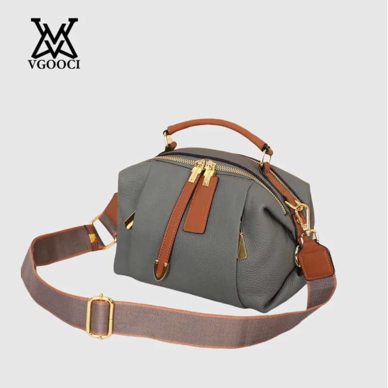 

VGOOCI Luxury Designer Genuine Leather Handbag High-End Fashion Vintage Boston Pillow Tote Shoulder Crossbody Bag for Ladi