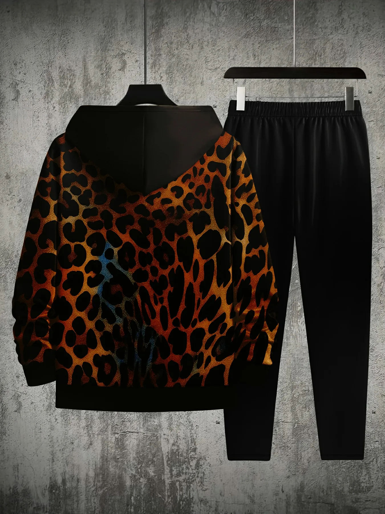 أزياء الرجال 3D طباعة رياضية مقنعين البلوز مجموعة فضفاضة عارضة الصوف الدافئة في الهواء الطلق #2