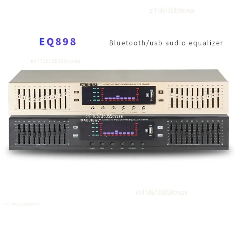 EQ-898BT HIFI Digital HD Stereo Preamplifier Equalizer Built-In USB Bluetooth Home Stage Equalizer Dual 10 Segments 220V