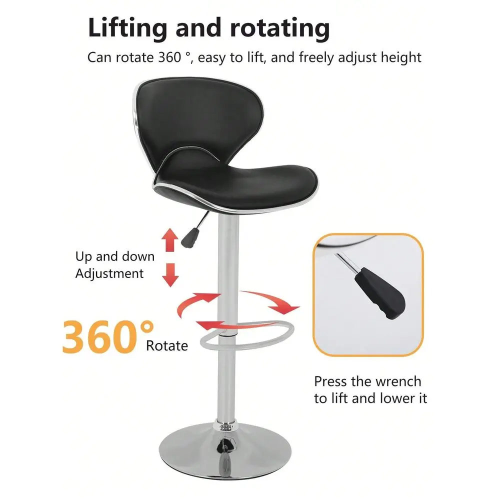

Bar Stools Sillas Para Barra AltaOf 2 Bar Stools, Counter Height Adjustable Bar Chairs With Back Barstools PU Leather Swivel Bar