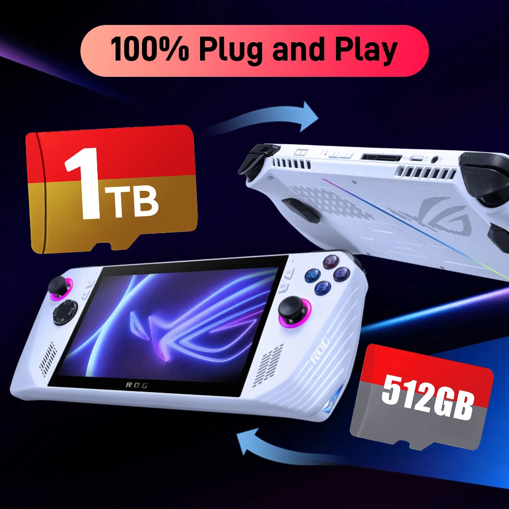 بطاقة ألعاب 1 تيرابايت مع 42000+ ألعاب ريترو & AAA لـ ROG ALLY/Win وحدة تحكم ألعاب محمولة/كمبيوتر شخصي/كمبيوتر محمول 50 + محاكي للتبديل/PS3/2/1/N64