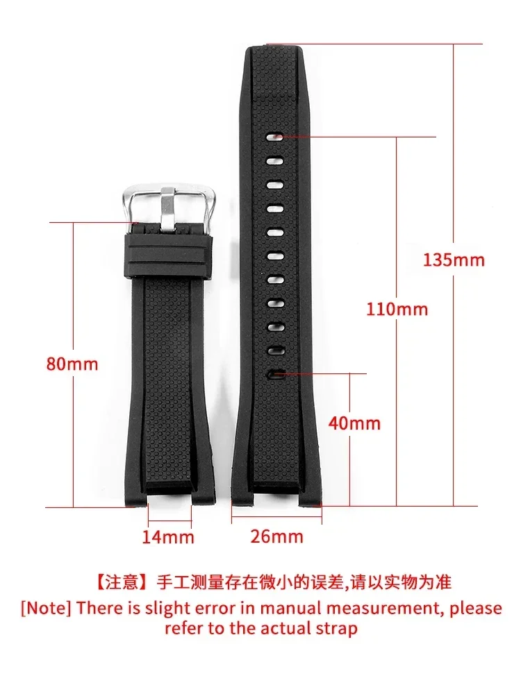 Premium Black Silicone Resin Watchbands 26x14mm Solid Steel Needle Buckle for Casio G-Shock Steel Heart Series Unisex Wristband