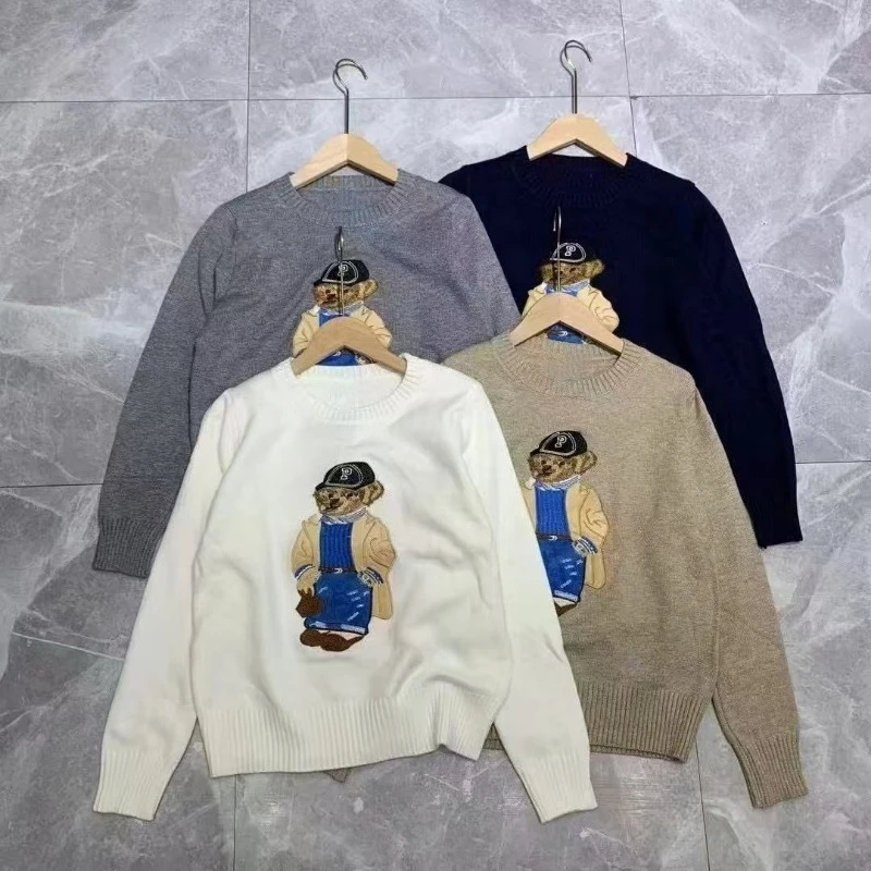 

Новая мода мультфильм медведь вышивка свитер женский осенний консервативный вязаный пуловер с круглым вырезом и длинными рукавами топ повседневный трикотаж студенческий