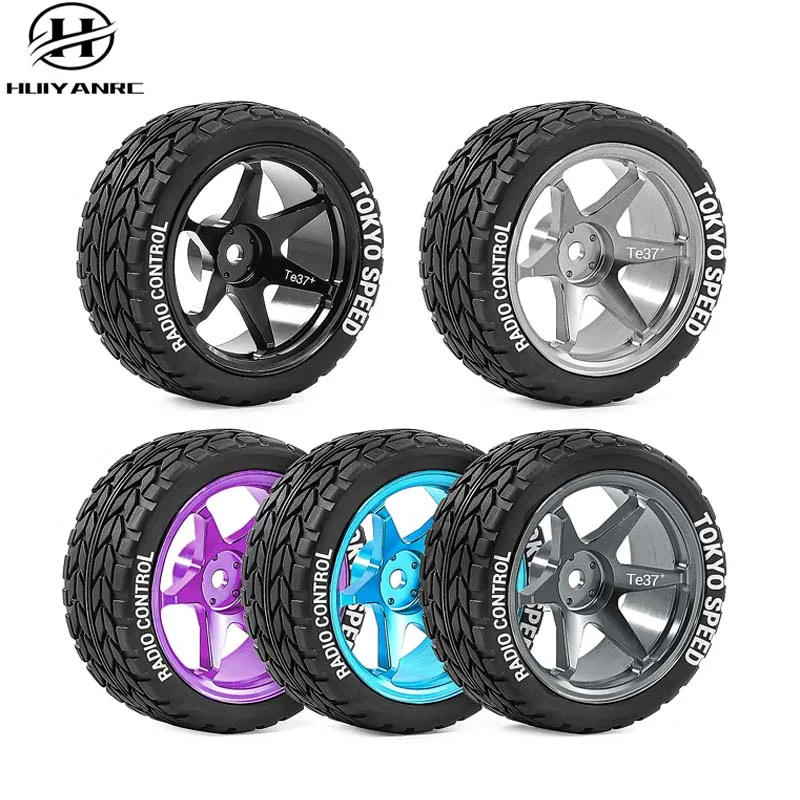 4 pcs CNC Aluminum 64mm RC Rally Racing Wheel Hub Drift Tire FW06 Tamiya TT01 TT02 XV01 1/10 RC Racing Upgrade Parts Wheel