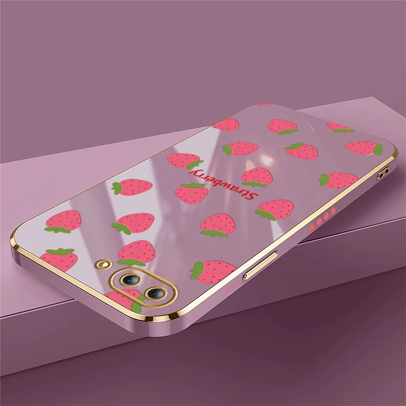 Shockproof Phone Case For Infinix Zero 5G 2023 X Pro 30 GT 20 Pro Silicone Soft Strawberry Fruits Print Plating TPU Cover view 2