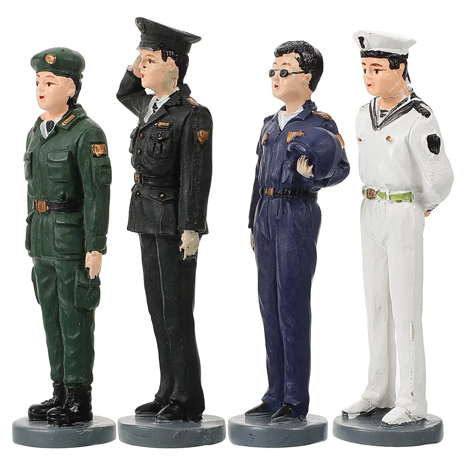 

4Pcs Miniature People Sculptures Set Resin Intricate Soldier Decoration Soldier Simulation Classroom Display People Figures