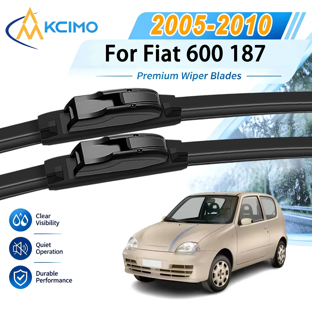 KCIMO Sturdy Silent Car Windscreen Wipers for Fiat 600 187 2005-2010 Quiet Performance Smooth Front Windshield Accessories