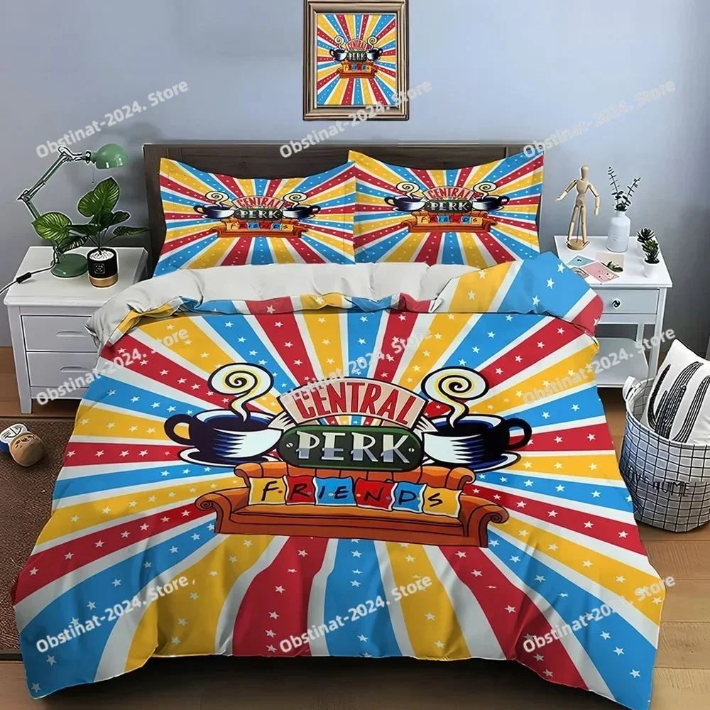 Funny Friends Bedding Set Printed single Comforter Duvet Cover Pillow Case 3 Pieces Sets Kids Adult Size Luxury TV Show Pattern