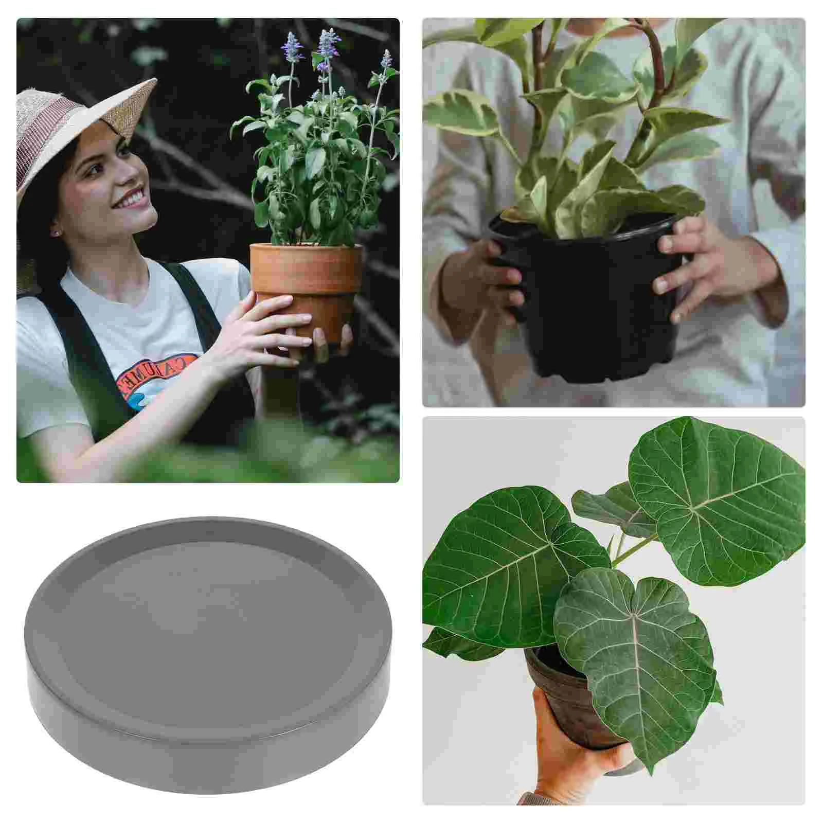 Carro para plantas, maceta móvil, macetero con ruedas, bandeja para platillos, soporte de plástico para exteriores con bandejas con ruedas