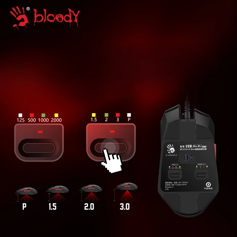 A4tech Bloody Gaming Mouse Wired for PS5/PS4 Platform Converter Universal Pressure Gun Mouse V8 Max Mini COR45