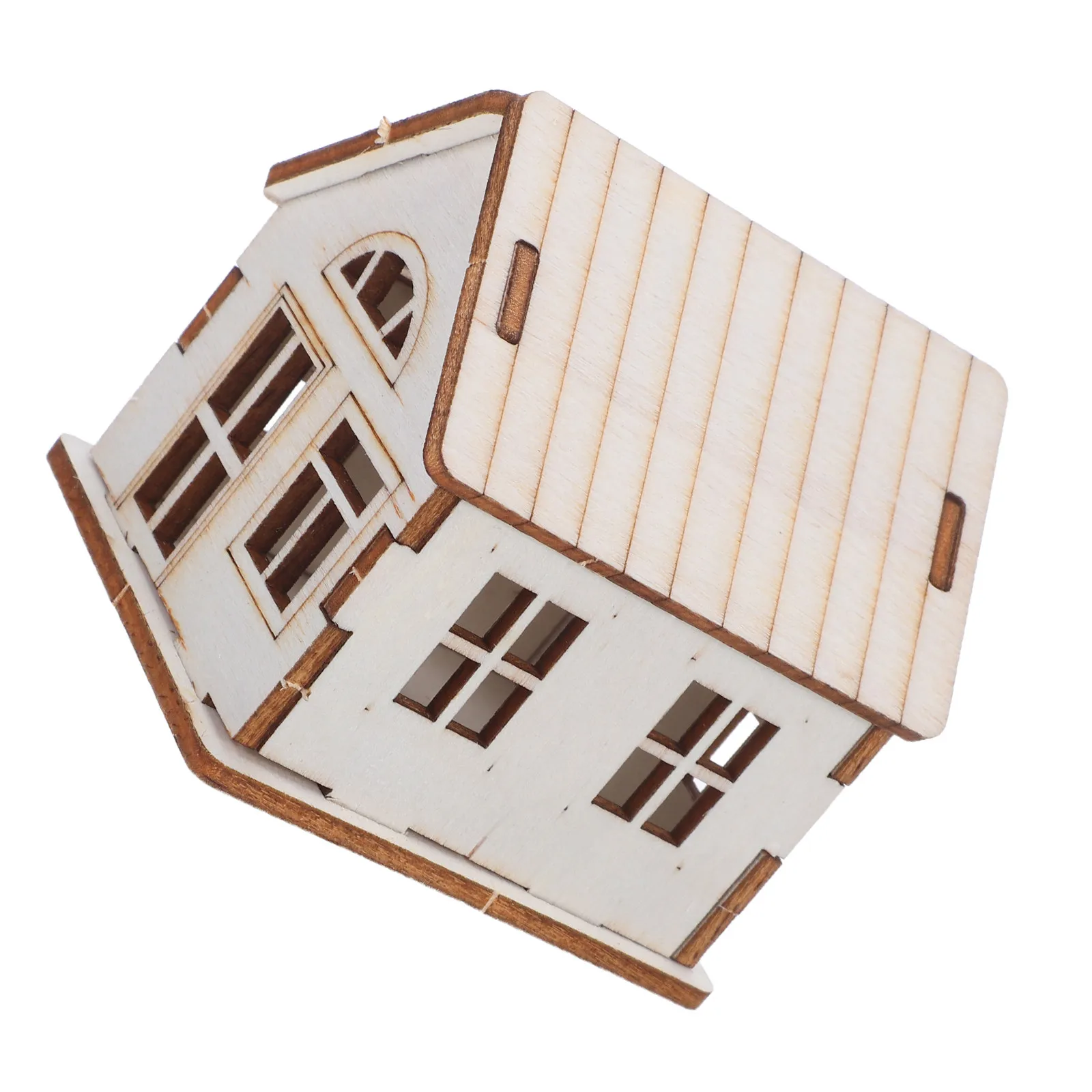 Miniaturowy Drewniany Domek Zestaw DIY 3D Świąteczna Chatka Puzzle Ręcznie Robiony Model do Składania Dekoracja Domu Ozdoba na Biurko do Biura