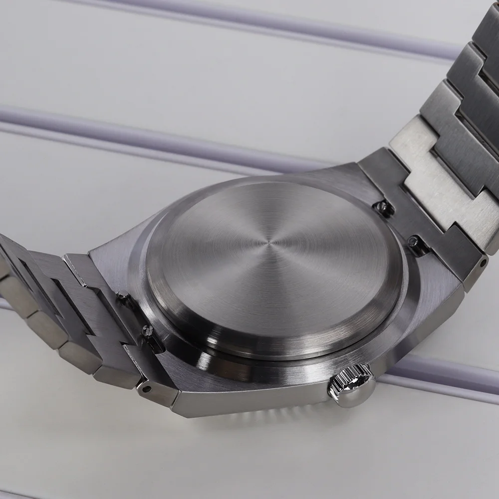 Gerilltes, gebogenes 40-mm-Silbergehäuse für NH35-Uhren mit Saphirglas für PRX Super Player Mod, passend für NH35, NH36, NH34/38, NH70 Uhrwerke – Detail 6