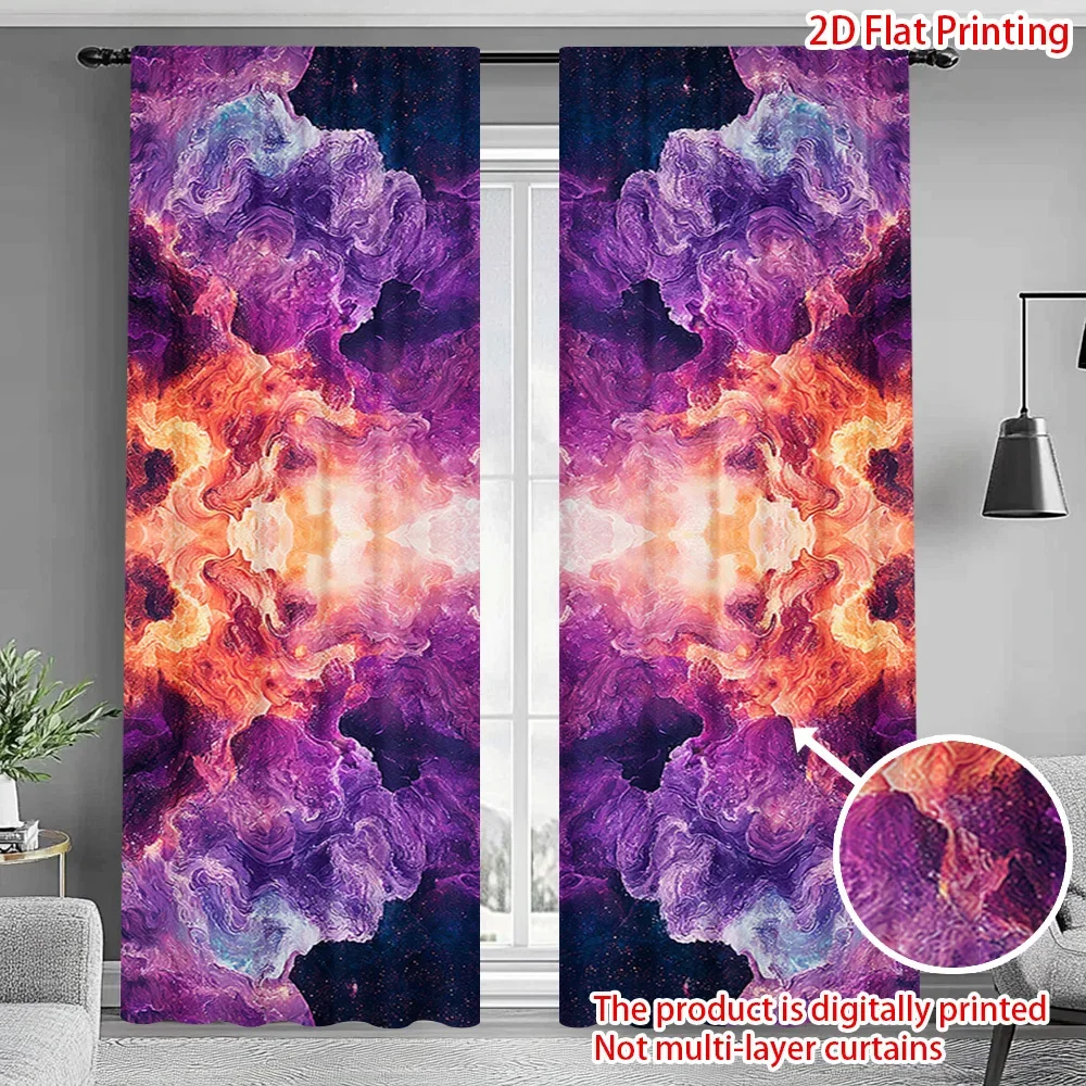 Nebula Vortex Theme Print Drapes Room Darkening Window Curtains for Home Decor,Rod Pocket Blackout Curtains Bedroom