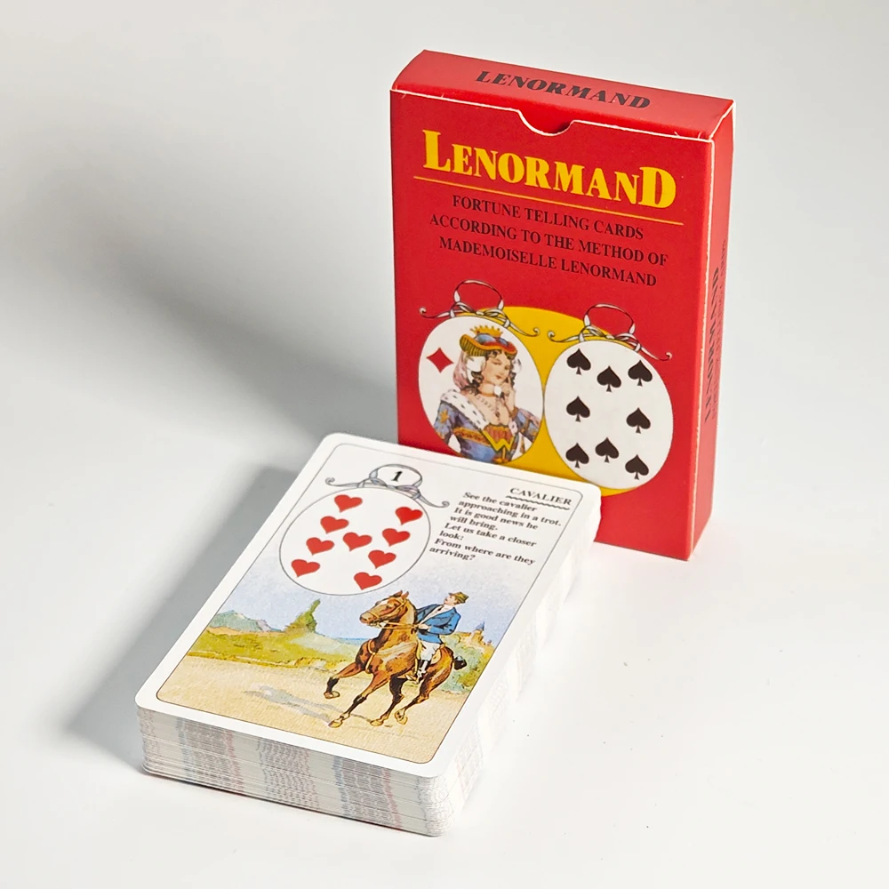 Mlle Lenormand Deck 9 x 6 cm, 36 Karten, esoterisches Wahrsagerei, gedruckt auf 350 g/m2 doppelt geprägtem Karton