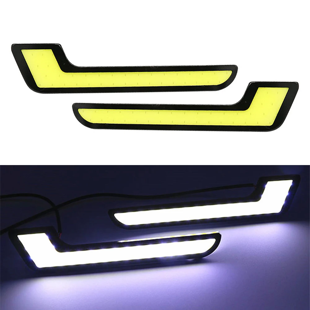 1Pair L Shape COB White LED Light Car Universal Daytime Running Driving Light DRL Lamp DC 12V