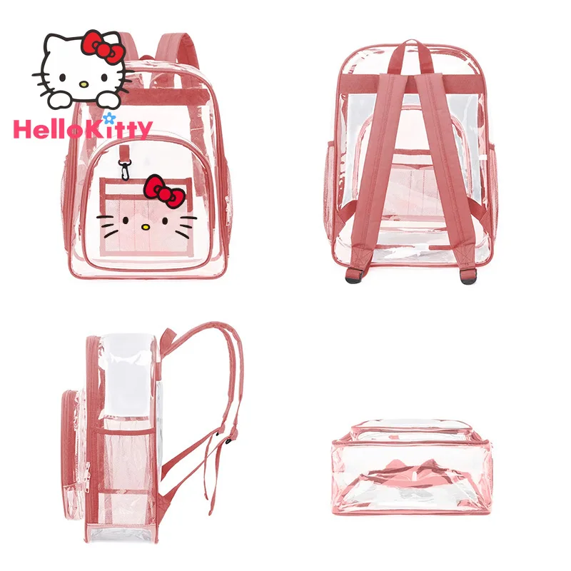 Hello Kitty Clear Backpack American Student School Bag Transparent Capacity Backpack Tpu Waterproof Material Girls Book Bag