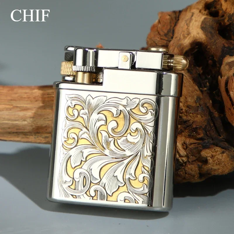 Chief Brass Lighter Creative Slide Ignition Metal Gasoline Lighter Refuelable Vintage Classic Lighter Smoke Accesoires