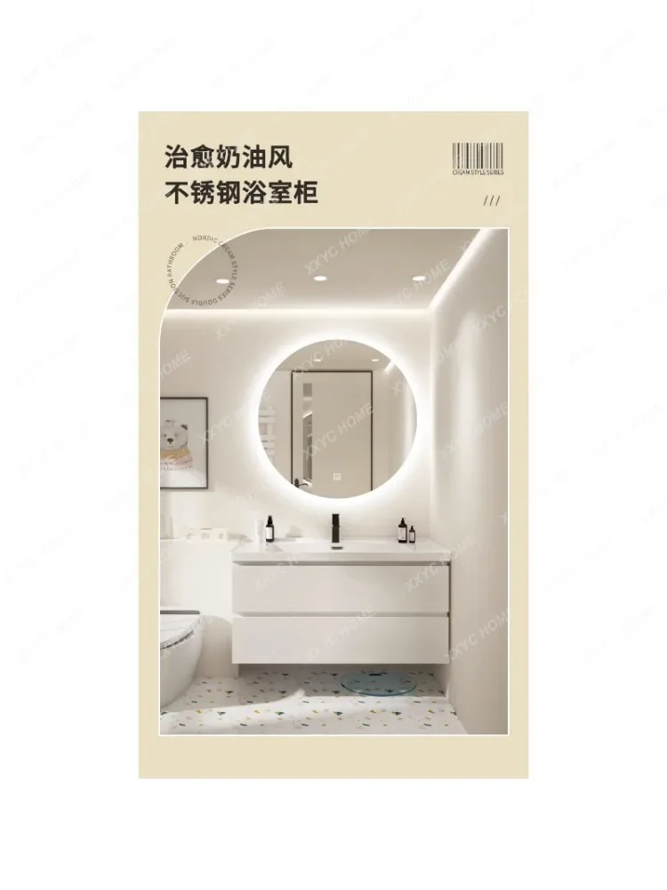 Stainless Steel Bathroom Cabinet Combination Bathroom Table Face Washing Wash Basin Ceramic Whole Washbin Sanitary Ware