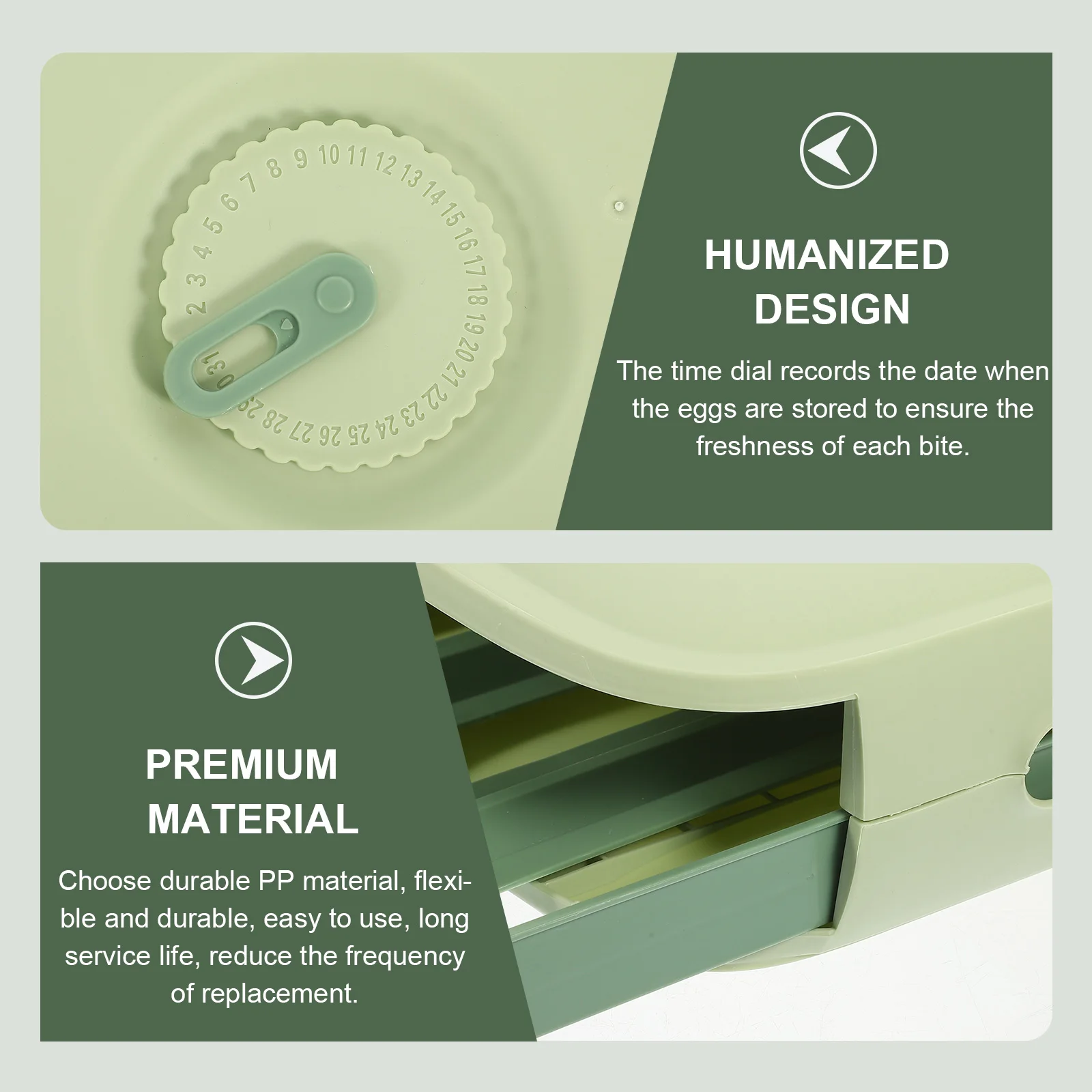 

Egg Carrier Box Flexible Durable PP Green Container Fridge Storage Drawer Design Eggs Fresh Kitchen Helper Large Capacity