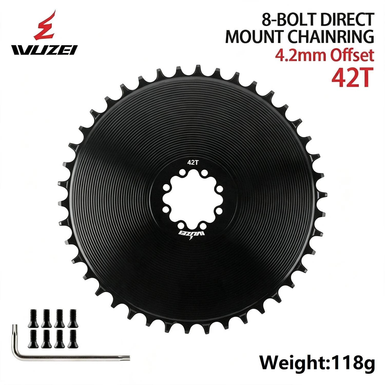 WUZEI Rennrad 8-Loch-Kettenblatt für SRAM AXS Force Red Flattop Kette 40T-58T 4,2mm Offset Fahrrad-Kettenblatt mit schmaler-breiter Krone – Detail 16