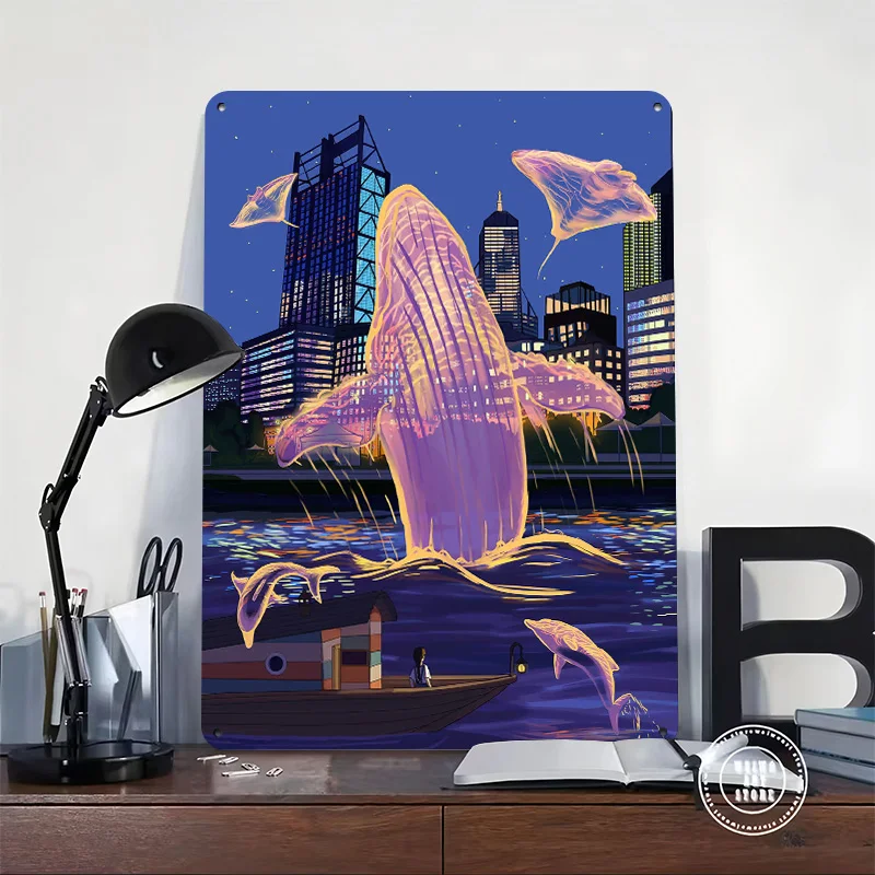 Souls on the Quay 3D Texture Metal Poster Customized Wall Art Tin Sign Gift for Mancave Room Ornaments Home Decorations House