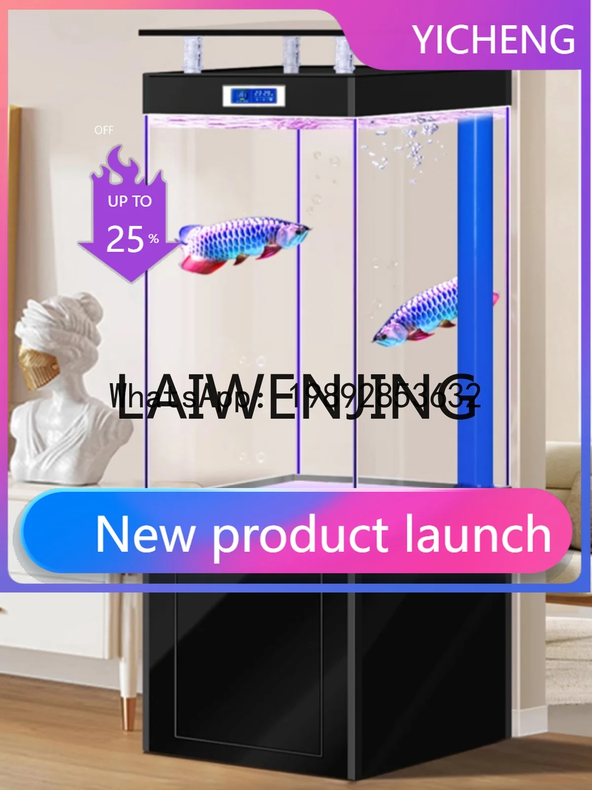 

Аквариум Jinjing Super White Glass для золотых рыбок, вертикальный, для гостиной, средний и малый, с нижним фильтром, для замены воды