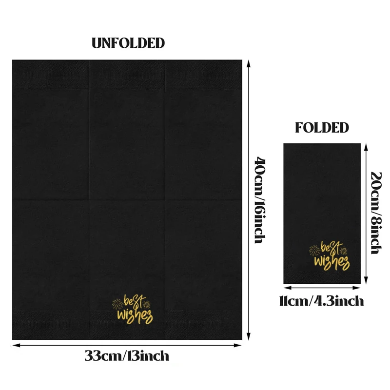 100Pcs  33×33CM  3-layer Gold foil napkin best disposable napkins for home out  friends and gatherings