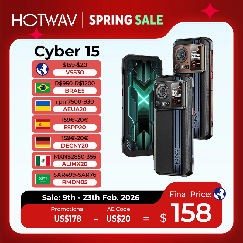 HOTWAV Cyber ​​15 견고한 스마트폰 G99 게임용 휴대폰 200MP 야외 촬영 휴대폰 판매 중 6.6'' FHD+...