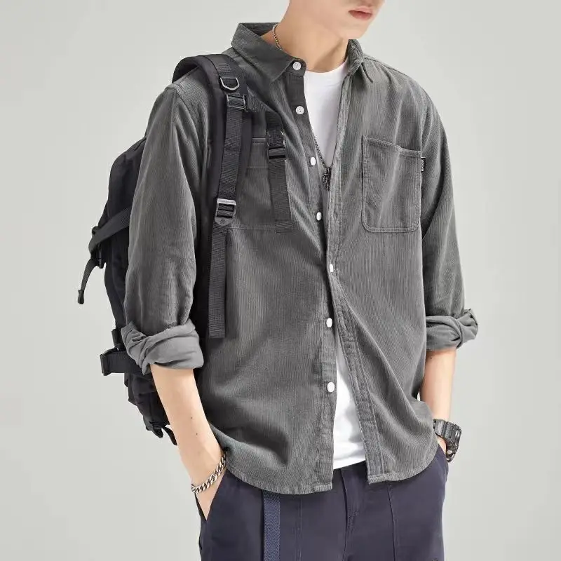 

Shirt Men's Advanced Sensory Spring and Autumn Casual Day Retro Cordon Cordy Shirt Autumn Men's Long Sleeve Jacket