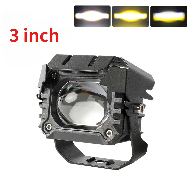 1/2Pcs Universal Motorcycle LED Spotlight Headlight 3 Inch 15W Dual Color LED Auxiliary Driving Work Light Fog Lamp For ATV SUV