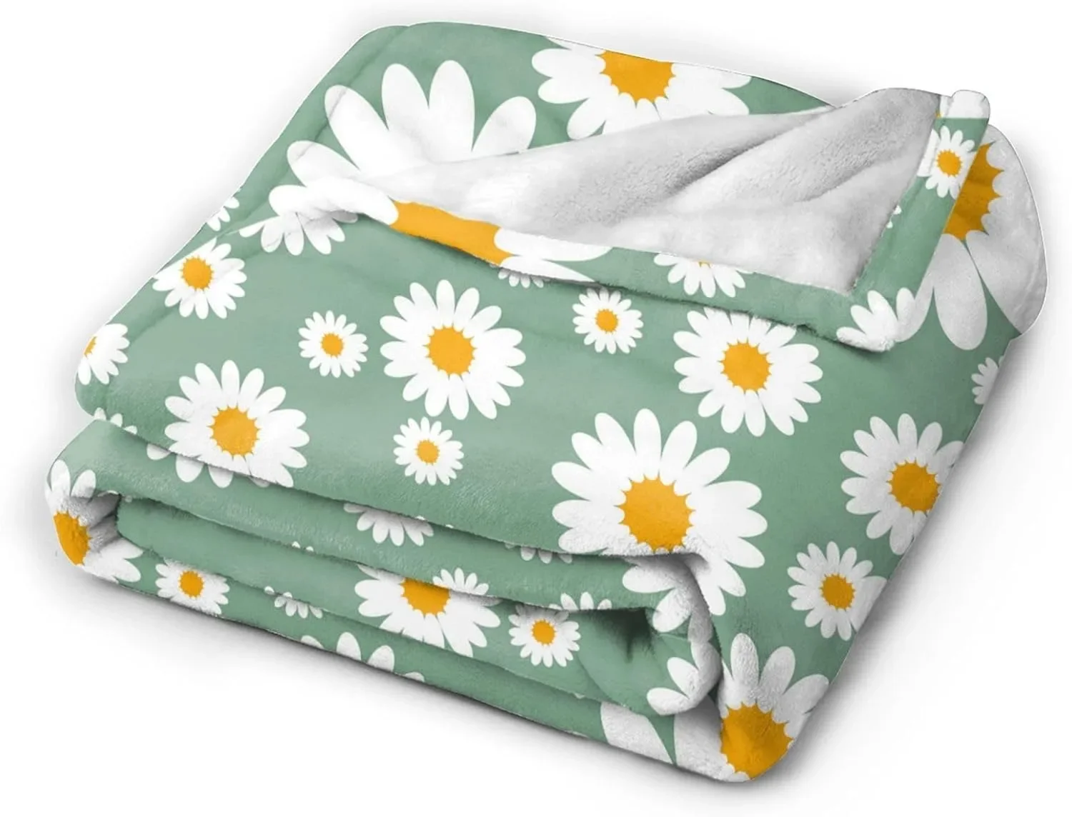 Charming White Daisy Pattern Soft Throw Blanket – Lovely Floral Design for Couch, Bed, Car, Camping, All-Season Use - view 4