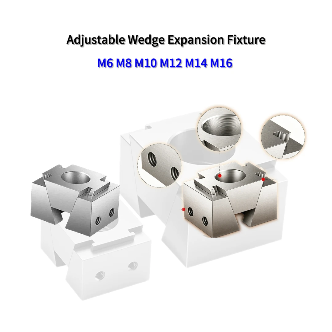 M6-M16 Adjustable Wedge Expansion Fixture CNC Side Fixed Clamp Desktop Workholding Jig for Model Carving Sculpting Processing
