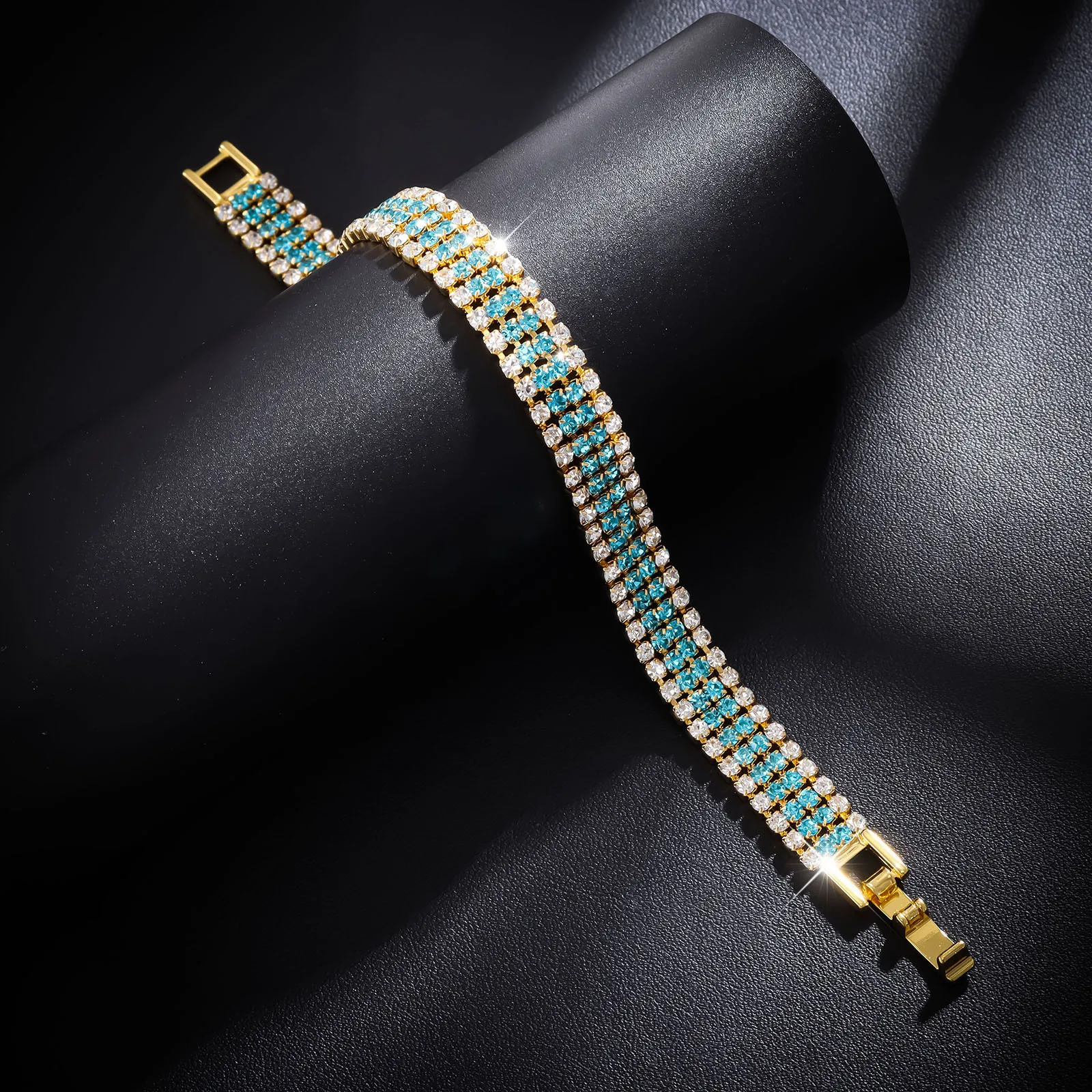 Luxury Roman Crystal Bracelet For Women Multicolor Luxury Full Rhinestone Claw Chain Hip hop Trend Personality Bracelet Jewelry