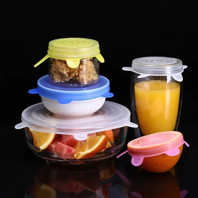 6PCS Silicone Cover Stretch Lids Reusable Durable and Expendable Lids Silicone Covers for Fresh Food Leftovers Keep Food Fresh