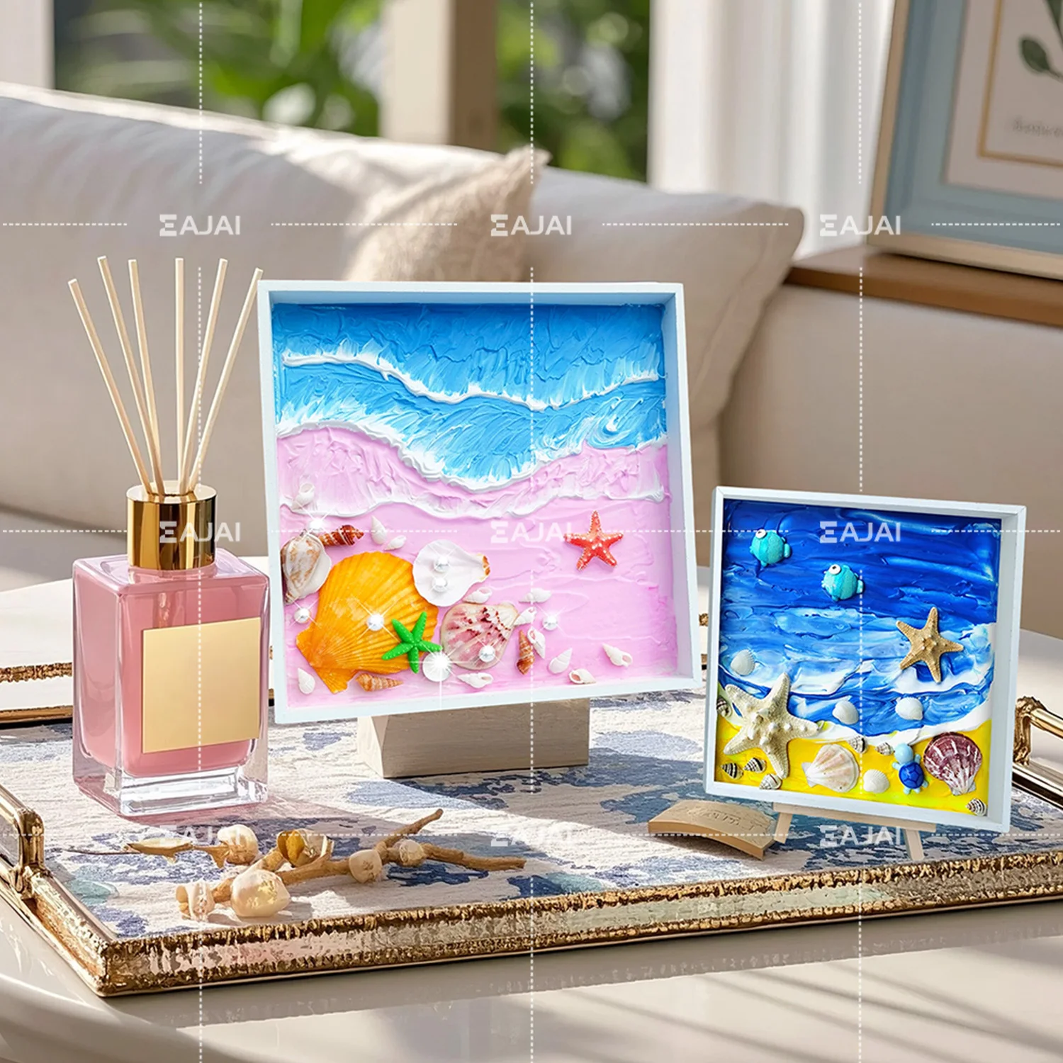 

EAJAI Marine Adventure Набор алмазной живописи Мозаика Художественный набор для взрослых Новичок с морскими камнями Клей Рамка Ocean DIY Craft