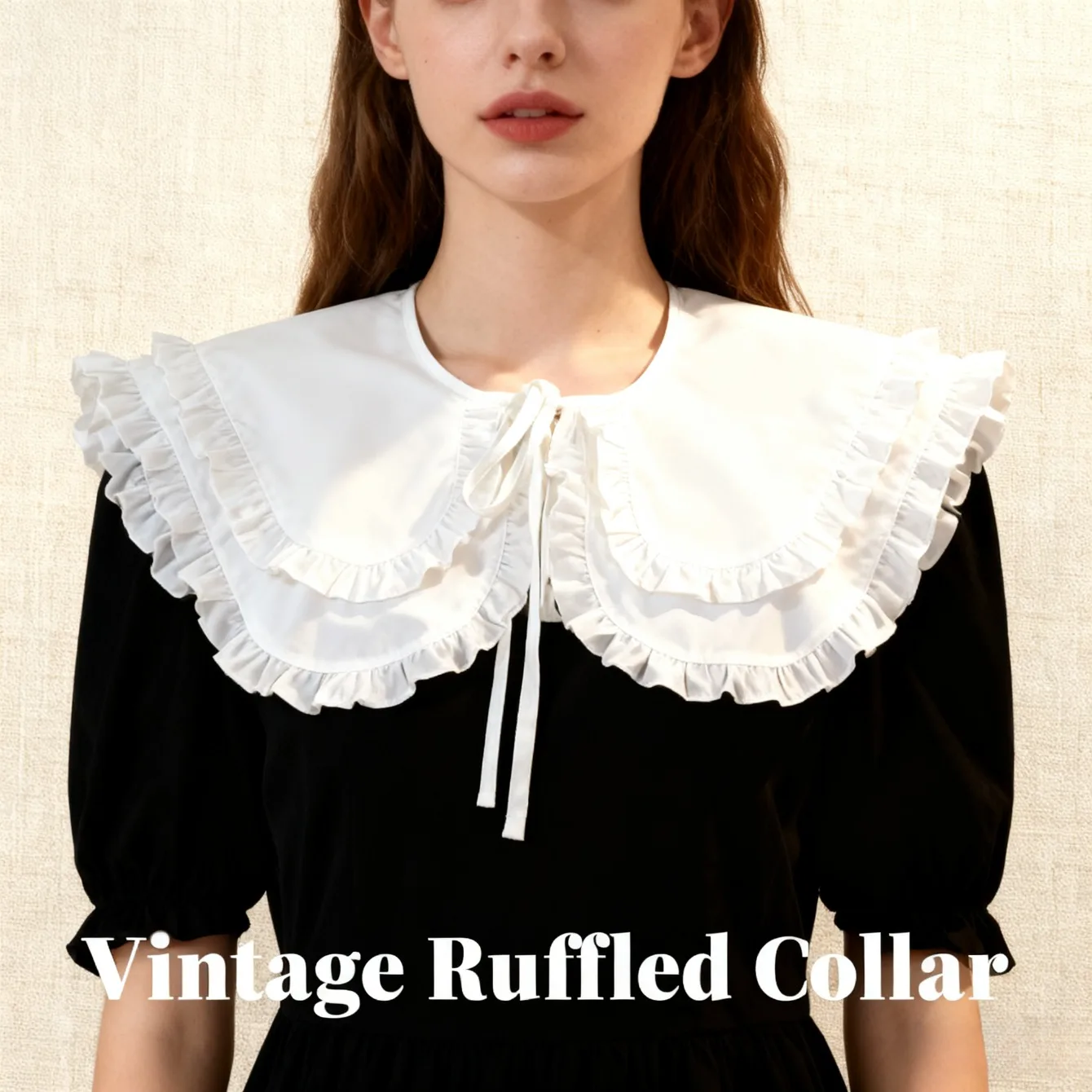 

Женский универсальный двухслойный искусственный воротник с рюшами, кукольный воротник, большая кружевная шаль с лацканами, модный декоративный аксессуар