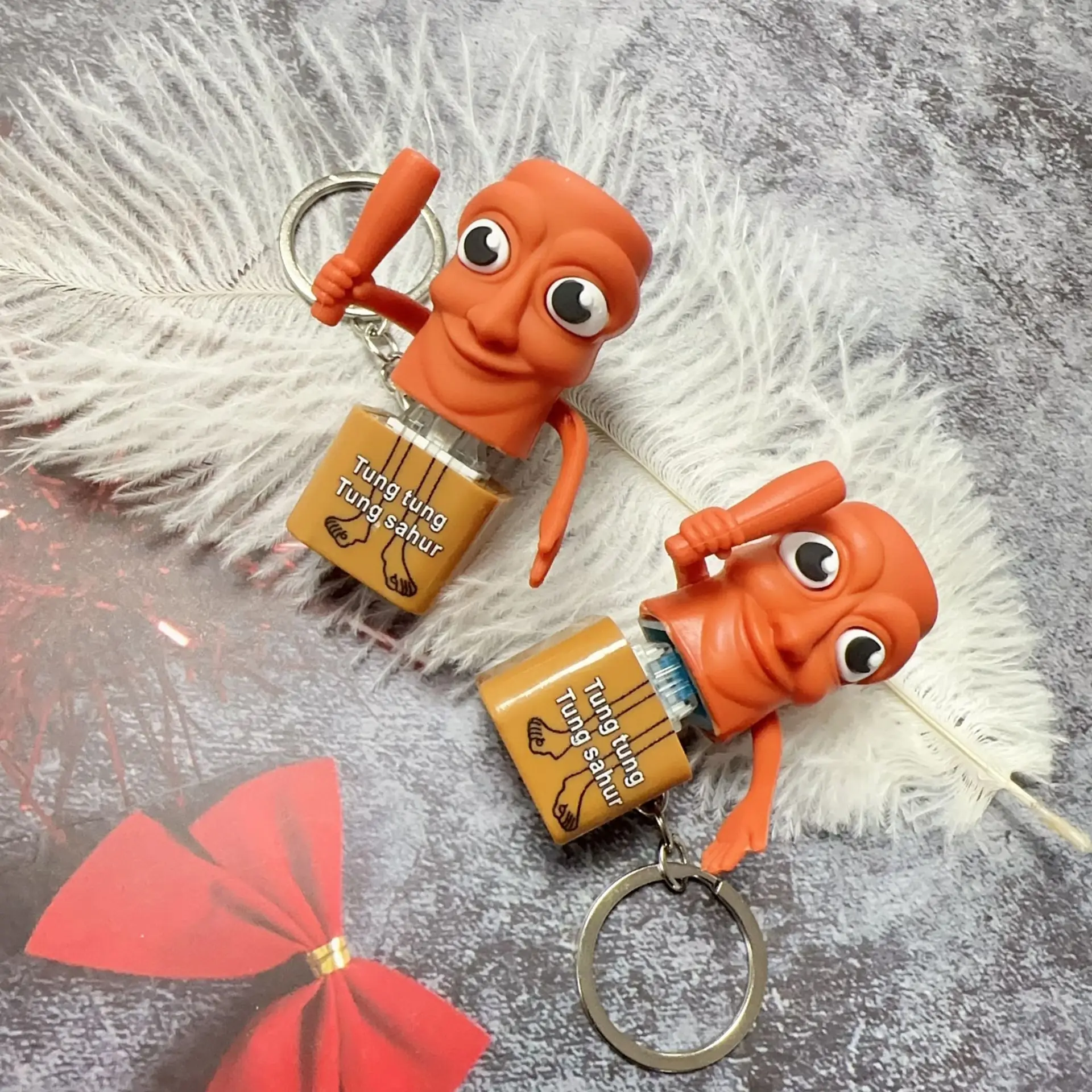 

New Wooden Stick Man Button Keychain Voice Activated Button with Luminous Pendant Anime Peripheral Decor Gift Toy Funny Keychain