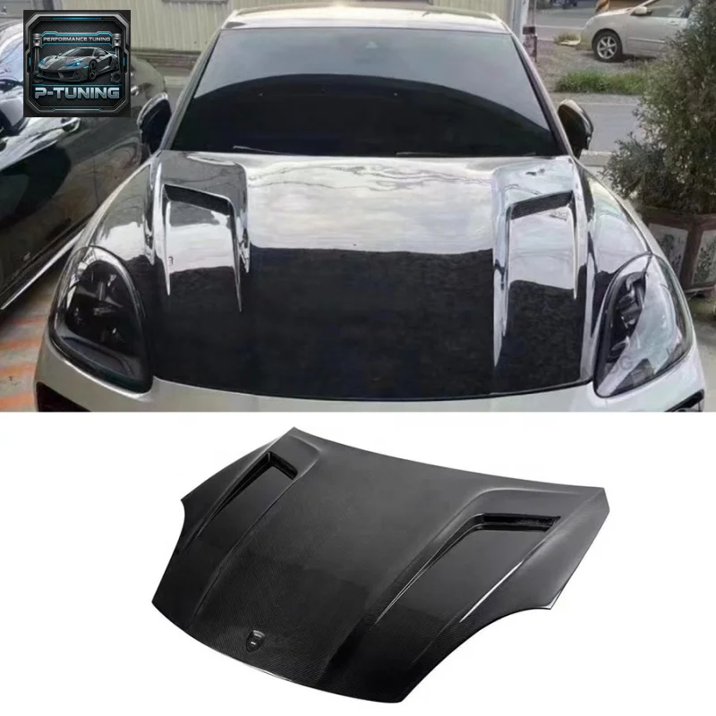 

9YA Dry Carbon Fiber Front Engine Hood for Porsche Cayenne 2018-2023 New Upgraded 9Y0 TKT Style Front Hood Bonnet Cover Body Kit