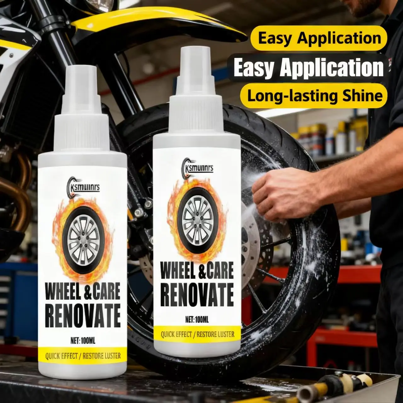 

Ksmunrs Wheel & Care Rovate Spray 100 мл — средство для быстрой очистки колес автомобиля, восстановление блеска для обода и шин, быстрое восстановление блеска