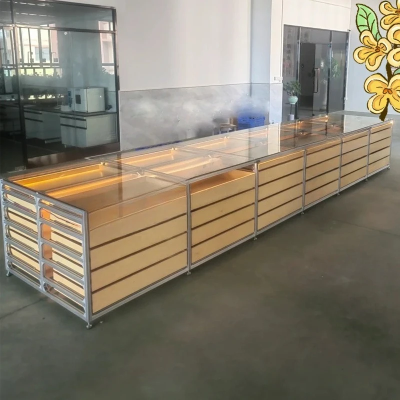 

Simple modern aluminum profile birch marine panel floor-to-ceiling display cabinet