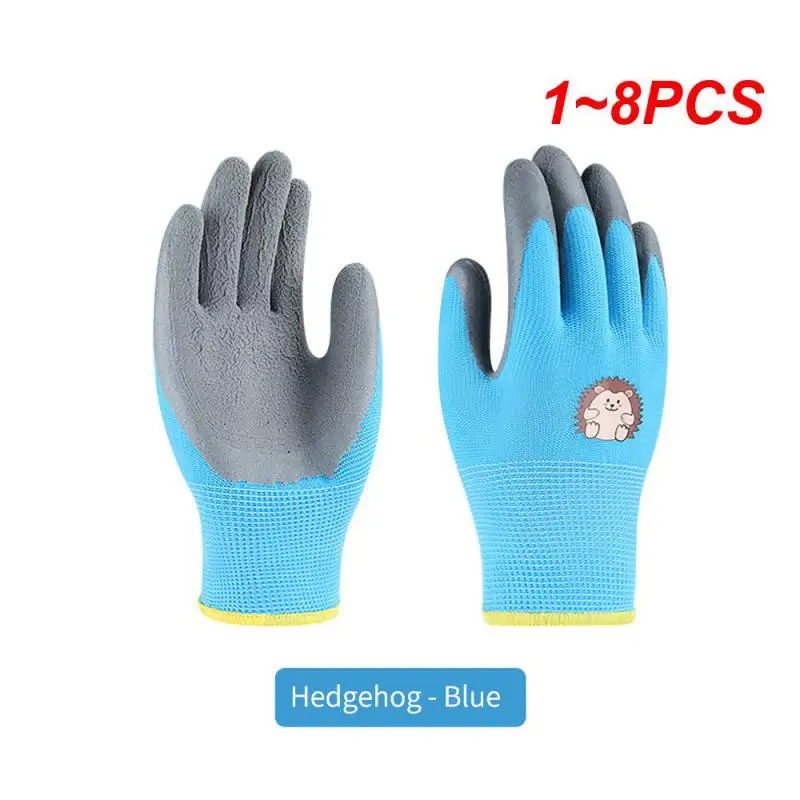 1~8PCS Gardening Gloves Kids Durable Waterproof Garden Work Gloves Non-Slip Children Safety Yard Work Gloves Portable Garden