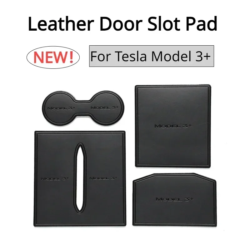 Leather Door Slot Pad for Tesla Model 3 Highland 2024 Anti-Slip Gate Slot Cup Mat Door Groove Mats Car Decoration Accessories