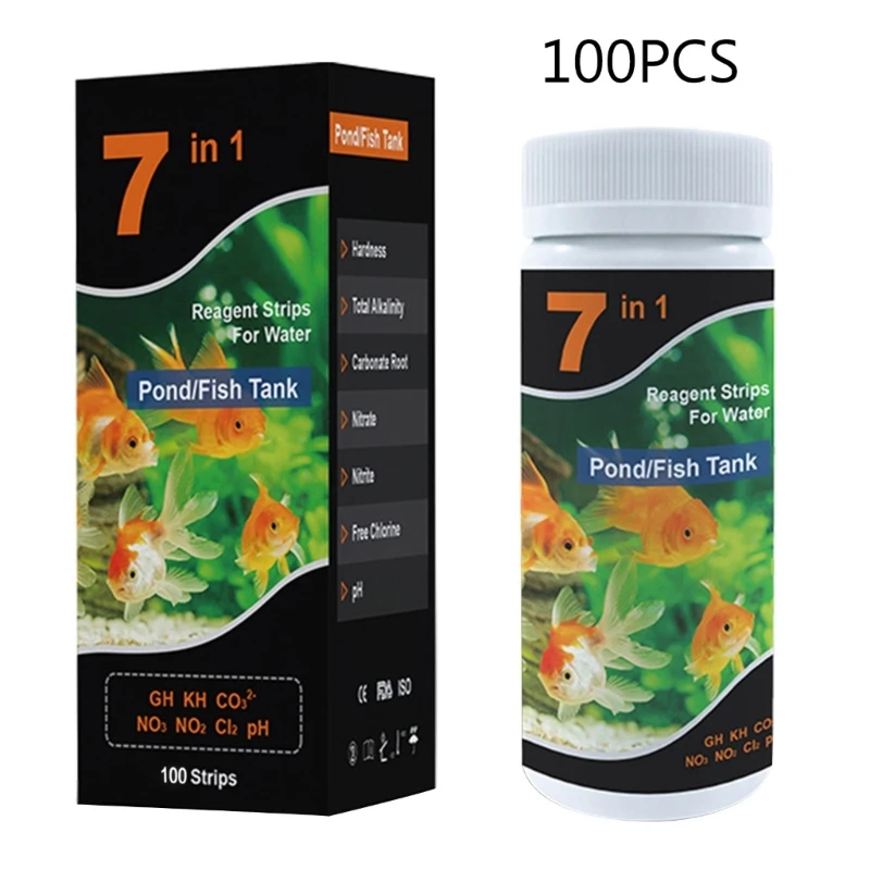 7in1 Aquarium Testing Strips for Swimming Pool Pond Water Test Strips for Fish Tank Testing for Freshwater Saltwater