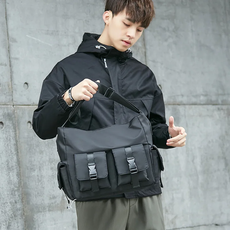 Men's Trendy Japanese-Style Cargo Messenger Bag - Large Capacity Crossbody Bag for Young Guys, Casual Versatile Shoulder Bag