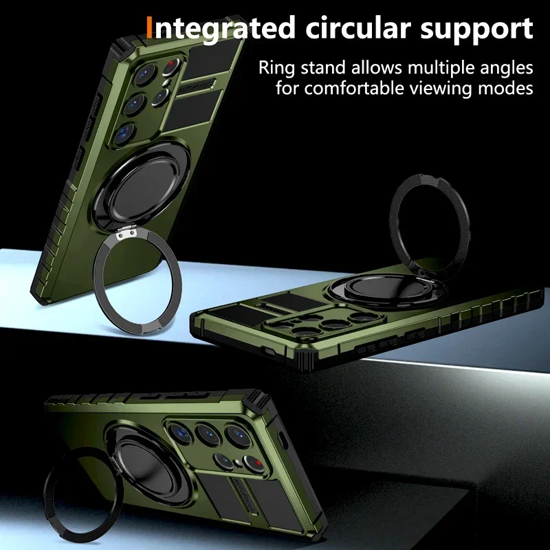For Samsung Galaxy S26 Edge S25 S24 S23 S22 Ultra Plus FE Armor Case Magnetic Wireless Charge Rotate Holder Anti-Drop Cover view 2