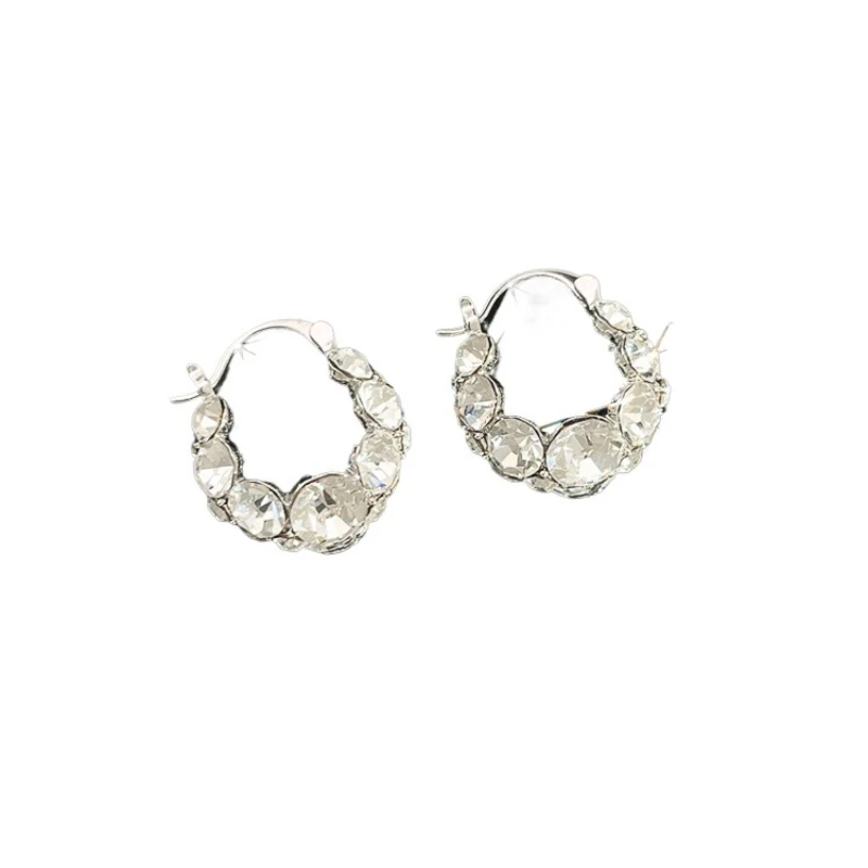 

Heavy industry full diamond zircon ring ear buckle, high-end light luxury exquisite versatile earrings